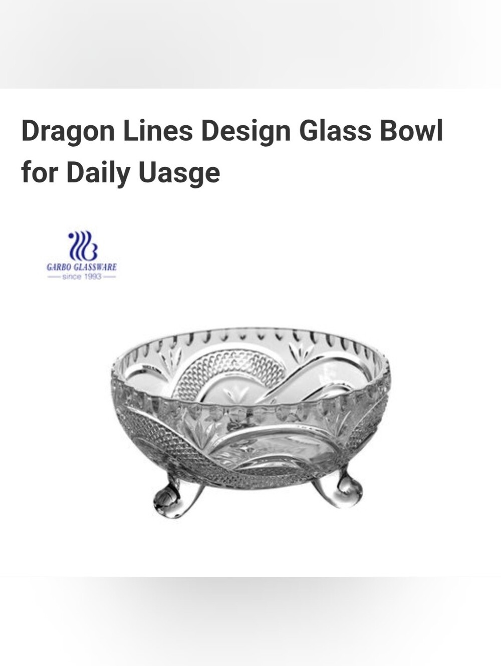 Vintage cut crystal tri-footed bowl